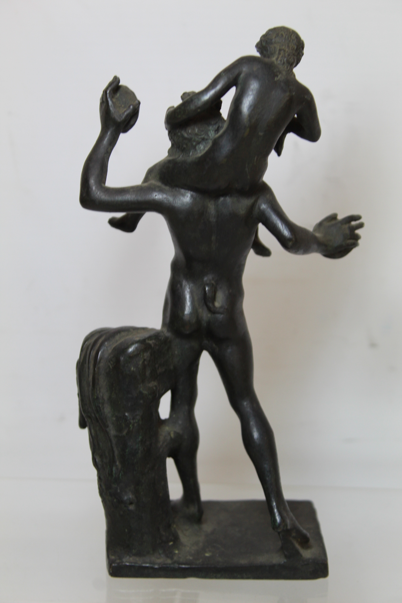 Grand Tour bronze figure of Pan and young Bacchus, after the antique, 16cm high. - Image 4 of 6