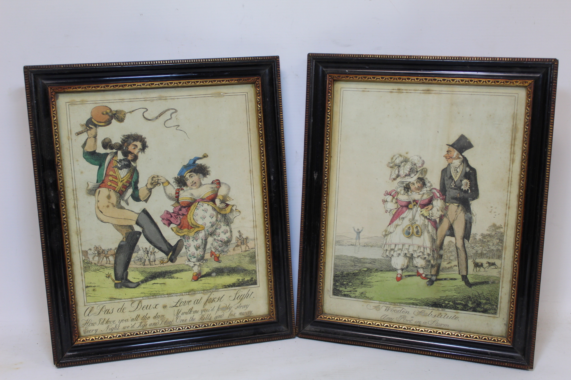 Two early 19th century hand coloured engravings - "A Pas de Deux or Love at First Sight" (Bartolomea - Image 2 of 7