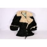 Late Victorian crushed black velvet jacket with Venice point lace collar lined with French brocade