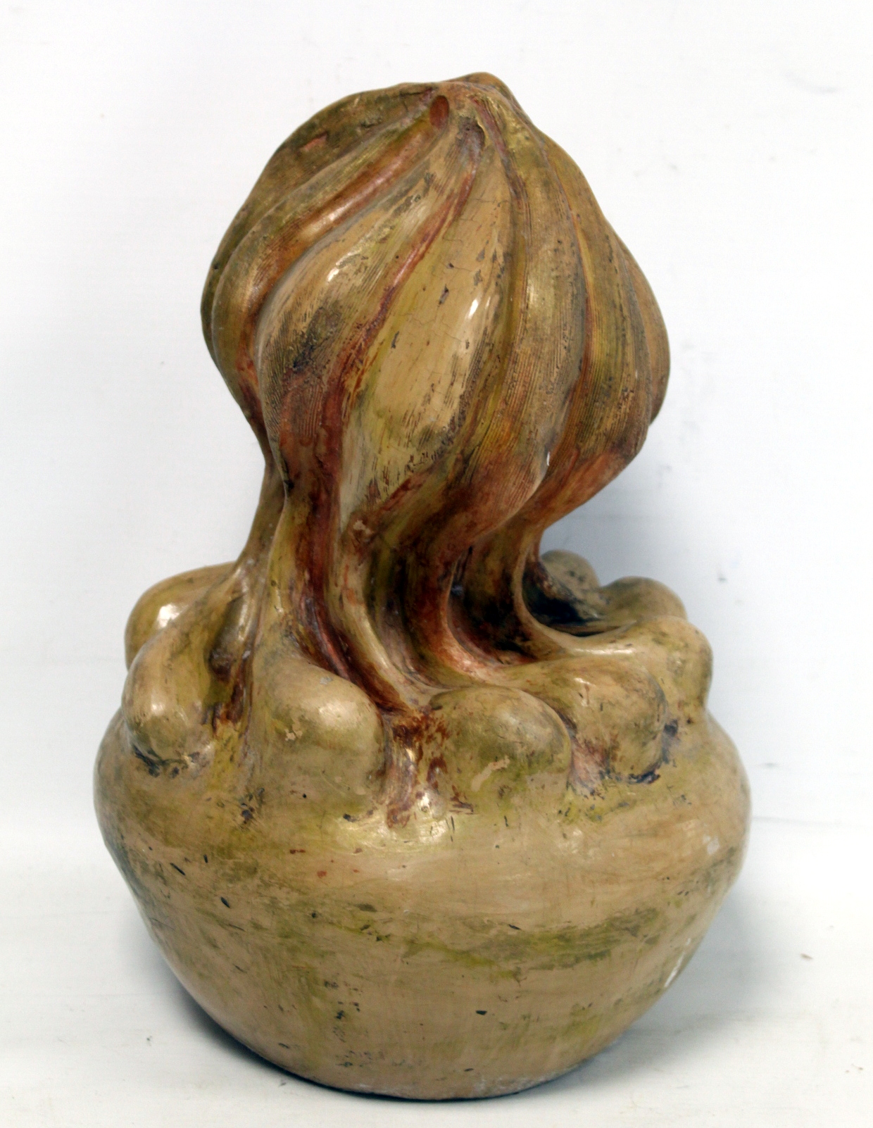 20th century Iranian Modernist terracotta sculpture of a female head on globular base, heightened - Image 4 of 7