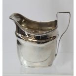 Silver cream jug of rounded rectangular shape with reeded edge perhaps Thomas Morley 1810. 4oz.