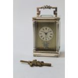 Charles Frodsham reproduction silver carriage timepiece with engine turned mask in Anglaise style