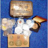 Interesting lot of coins including silver proof silver coins of the twelve animals, German 10 Mark