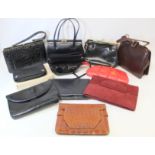 Collection of eleven various vintage clutch and handbags including Winsley, Riviera.