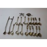 Silver menu holder Edinburgh 1886, another Chinese and various Chinese and other spoons.