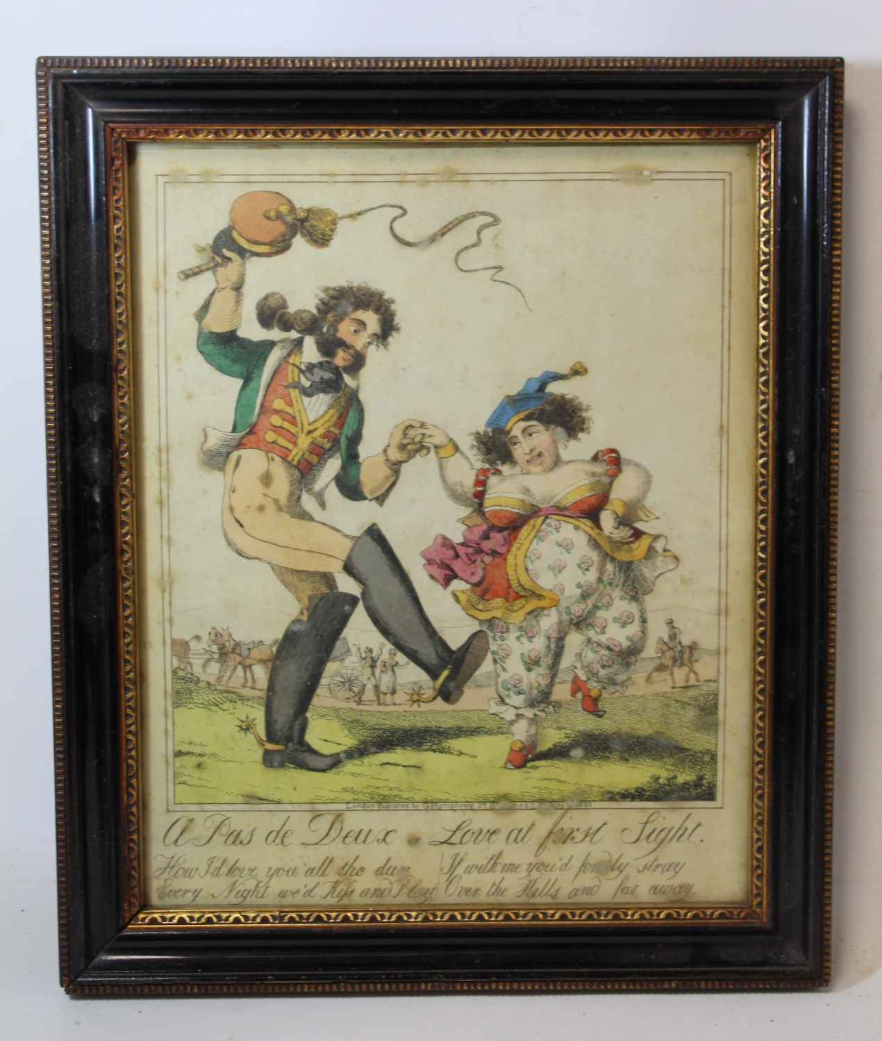 Two early 19th century hand coloured engravings - "A Pas de Deux or Love at First Sight" (Bartolomea - Image 3 of 7