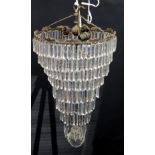 Early 20th century chandelier of multi lustre tiered conical form, approx. 65cm