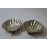 Pair of Irish silver butter shells of good gauge, modelled upon whelk feet, Dublin 1972. 29 oz.
