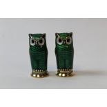 Pair of silver gilt condiments modelled as owls, signed 'D.A. Norway 925'.