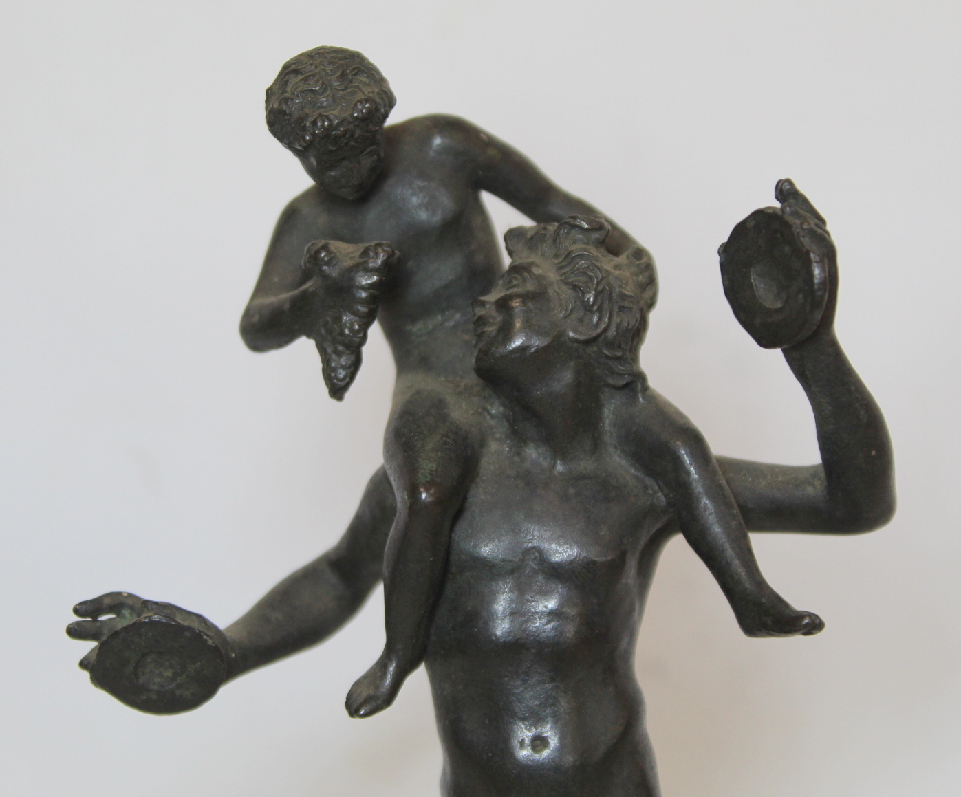 Grand Tour bronze figure of Pan and young Bacchus, after the antique, 16cm high. - Image 3 of 6
