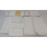 Pair of vintage Irish linen bed sheets, size 90/108, unused, three linen pillowcases, three damask