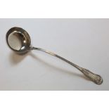 Silver soup ladle of single struck Kings pattern by J. Muir Glasgow 1844. 9oz.