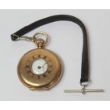 Swiss lever watch, probably Stauffer, for Benson in 9ct gold half hunter case 1927. 42g without
