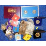 Mixed bag of various coins including 1970 proof set, Tristan Da Cunha £5 coin etc.
