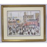 L S LOWRY. "Going to work, 1959", a limited edition colour print after an original by L.S. Lowry,