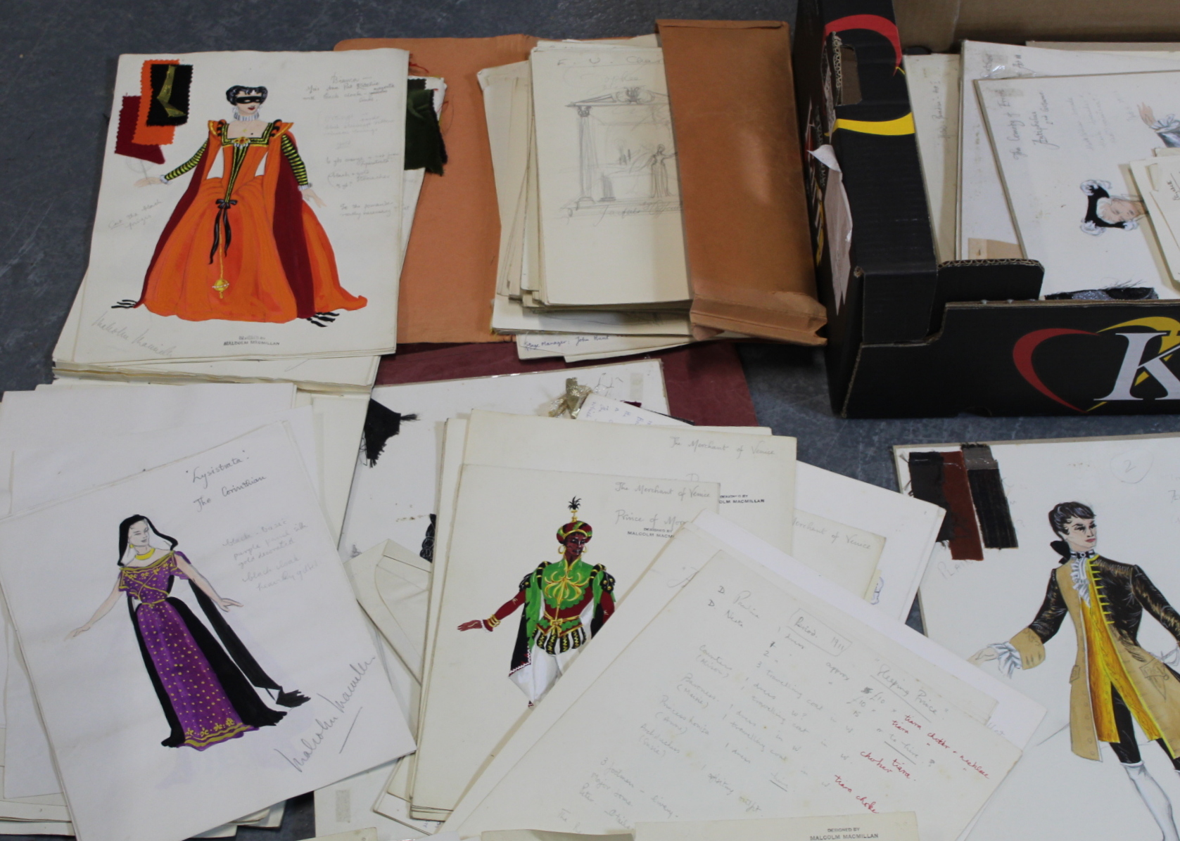 A large interesting archive 20th century original theatre costume designs by Malcolm McMillan, - Image 5 of 8