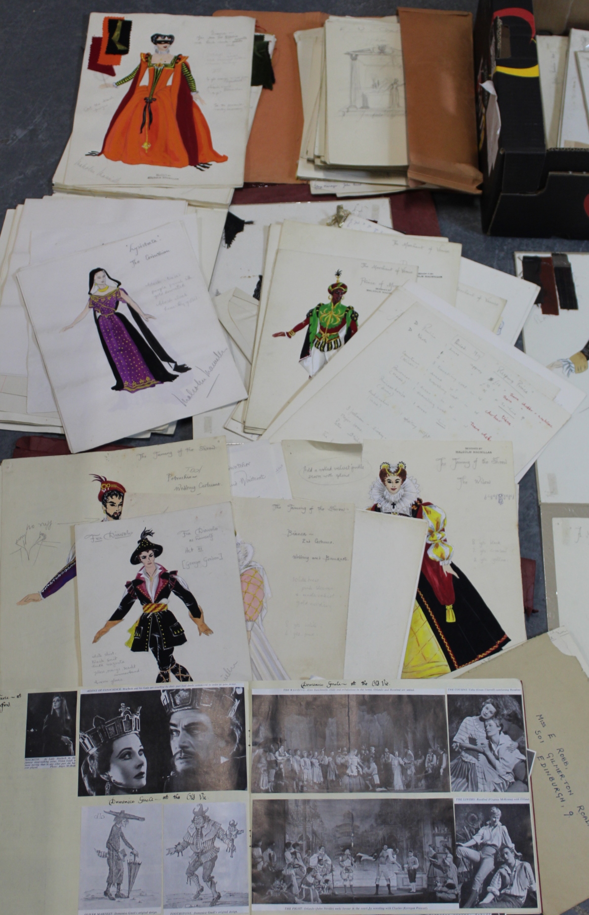 A large interesting archive 20th century original theatre costume designs by Malcolm McMillan, - Image 6 of 8