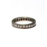 Diamond eternity ring with brilliants, in white gold, size P.