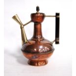 Mid-Victorian copper and ebony coffee pot by Christopher Dresser for Benham & Froud, stamped to