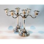 Pair of silver two-branch candelabra