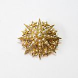 Victorian gold star brooch with pearls, probably 15ct.