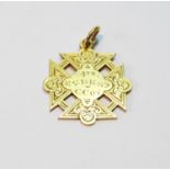 Victorian gold Maltese cross brooch, '4th V.B.R.S. C. Coy'...'Lt J. Robertson 1st CL Med & Aggregate