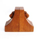 Pair of Robert 'Mouseman' Thompson oak bookends, 9cm wide and 15.5cm high.