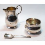 Silver sparrow beak jug with matching bowl and spoon, 1965, 7½oz.   (3)
