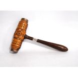 Mid-Victorian laburnum commemorative gavel, 'SS Raleigh, launched by Mrs D Sinclair Feb 13th