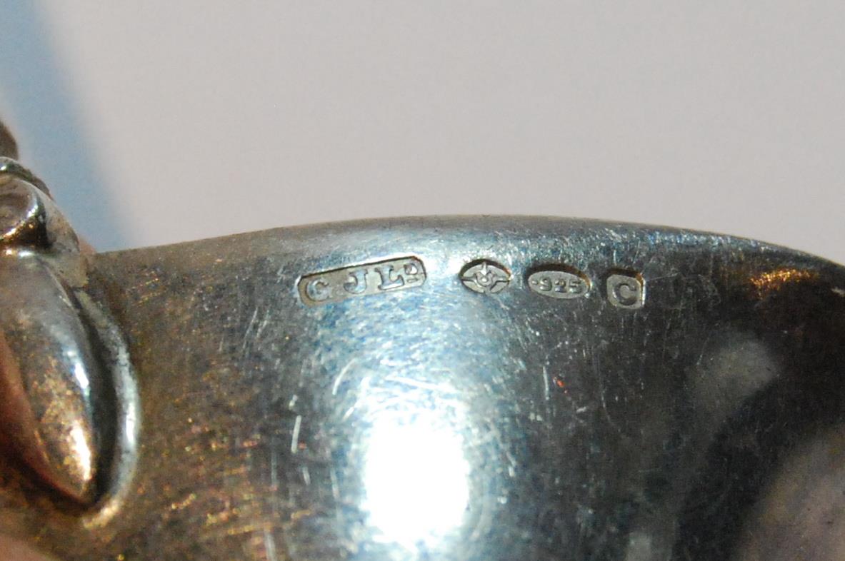 Georg Jensen silver sauce ladle, double-lipped acorn pattern, Import Marks 1938, 13.5cm. - Image 3 of 3