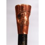 Nelson interest - walking cane made of oak and copper from HMS Foudroyant, Nelson's flagship,