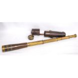 Five-draw brass telescope by Broadhurst Clarkson & Co., 63 Farringdon Road, London, 84cm.