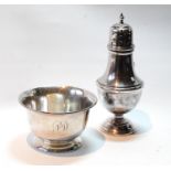 Silver baluster sugar caster and a similar bowl, 7oz.   (2)