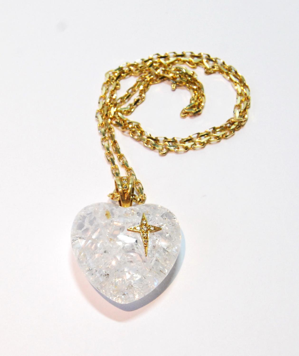 Sarah Fabergé diamond heart pendant with applied diamond-set star and similar 18ct gold loop, - Image 2 of 2