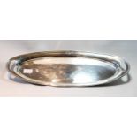 Silver oval tea tray with moulded edge and cut-out handles, on button feet, Birmingham 1919, 51cm,