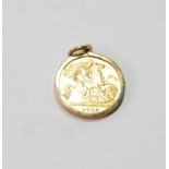 Half sovereign, 1918, detachable 9ct gold pendant mount, 5.2g.