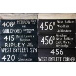 Pair of London Country (London Transport-manufactured) DESTINATION BLINDS for RF/SM-type buses at
