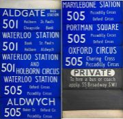 1968 London Transport DESTINATION BLIND coded 'K' for a Red Arrow MBA at Walworth (WL) garage. Dated