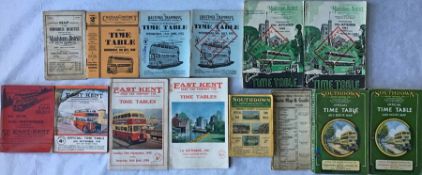 Selection (14) of 1930s-60s (mainly 1930s-50s) TIMETABLE BOOKLETS & POCKET MAPS for East Kent Road