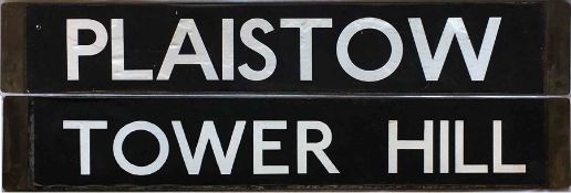 London Underground Q-Stock CAB DESTINATION PLATE 'Plaistow / Tower Hill' from the District Line. A