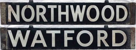 London Underground F-Stock or T-Stock enamel DESTINATION PLATE 'Northwood / Watford' from the