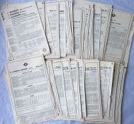 Large quantity of 1950s London Transport bus PANEL TIMETABLES as fitted to bus stop displays. This