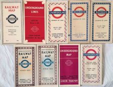 Selection of London Underground POCKET MAPS from 1935-49 comprising Beck diagrammatic card issues No