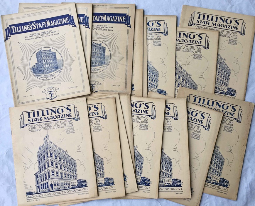 Selection of Tilling's STAFF MAGAZINES dated from January 1932 to September 1933, the last issue.