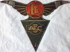 1930s enamel-on-brass AEC & English Electric TROLLEYBUS BADGE from an AEC trolleybus with English