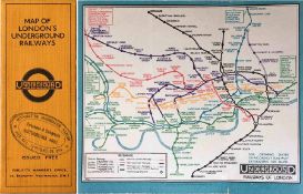 1932 London Underground linen-card POCKET MAP from the Stingemore-designed series of 1925-32. This