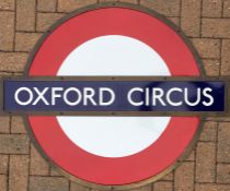 London Underground enamel PLATFORM ROUNDEL SIGN from Oxford Circus Station on the Bakerloo,