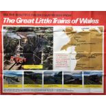 1960s/70s British Rail quad-royal POSTER 'The Great Little Trains of Wales' with images of 6 Welsh