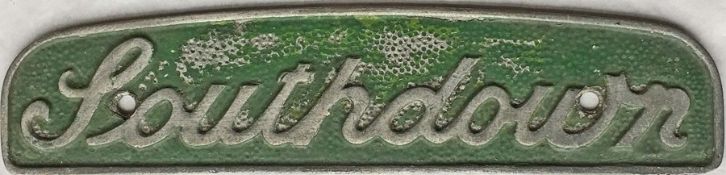 1930s-60s Southdown Motor Services alloy RADIATOR PLATE 'Southdown', most likely from a Leyland TD