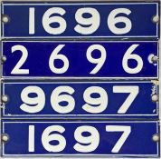 Set of London Underground enamel STOCK-NUMBER PLATES from a complete 4-car unit of 1962-Tube Stock